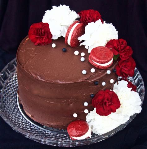 Deliciously festive, rich, flavorful, red velvet is like yellow cake but with a you can use natural cocoa powder for the dutch processed cocoa. Red Velvet Layer Cake with White Chocolate Mousse and Chocolate Ganache - Adventures of a ...