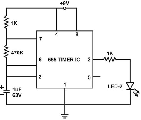 Automatic Led Blinking Circuit Using 555 Timer Ic Led Flasher