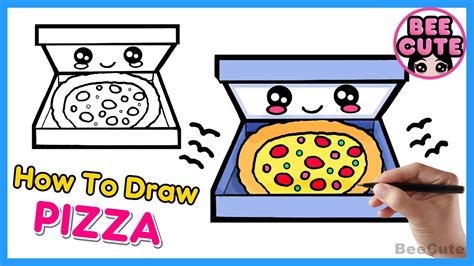 how to draw a cute pizza easy step by step drawing kawaii pizza bee cute youtube