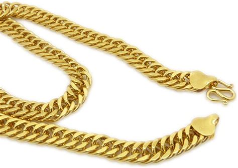 Skyjewelry Double Curb Chain Solid 24k Yellow Gold Plated Mens Necklace