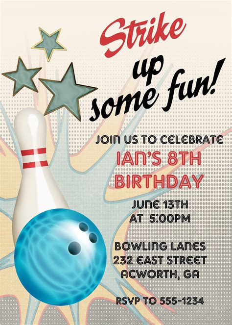 Bowling Birthday Party Invitation Bowling Birthday Party Invitations