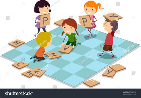 Children Playing Board Games Clip Art
