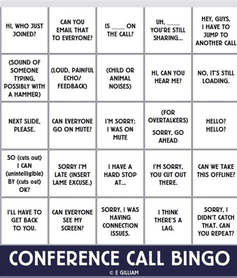 Lets Play Conference Call Bingo