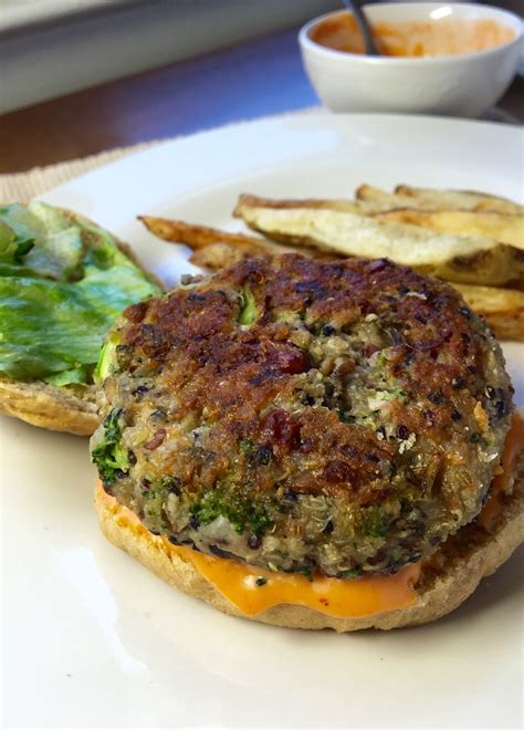 Mushroom Quinoa Burger With Sriracha Aioli Easy Vegan Healthy