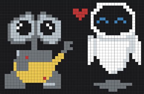 Wall E Pattern Pixel Art Pattern Pixel Art Disney Cross Stitch Patterns