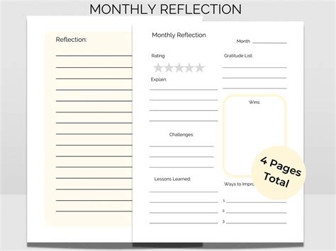 Monthly Reflection Printable Template Use This Pdf Worksheet As A