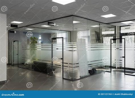 Interior Of A Modern Glass Office Meeting Area In The Office Stock