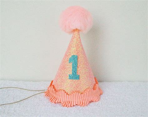 First Birthday Party Mini Hat Photo Prop Pink Glitter Toddler Party