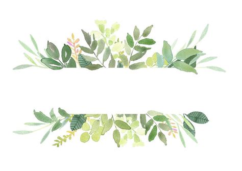 Green Leaves Frames Foliage Clipart Greenery Wedding Etsy Clip Art