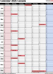 Canada calendar 2025
