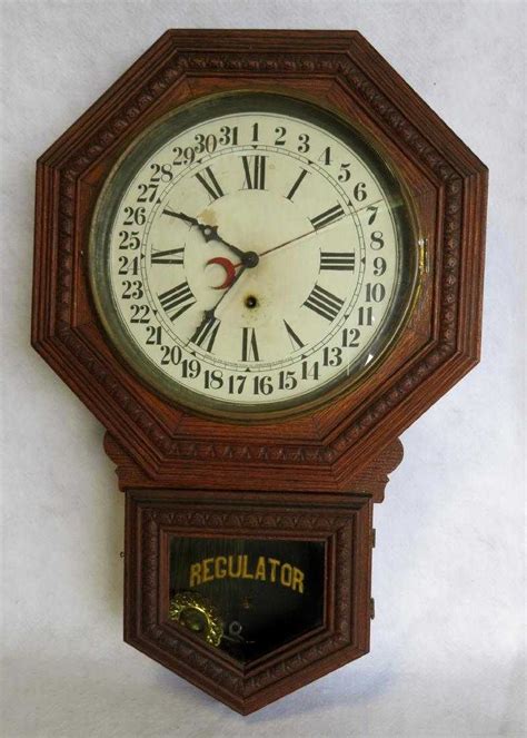 Sessions Oak Regulator Calendar Wall Clock With A