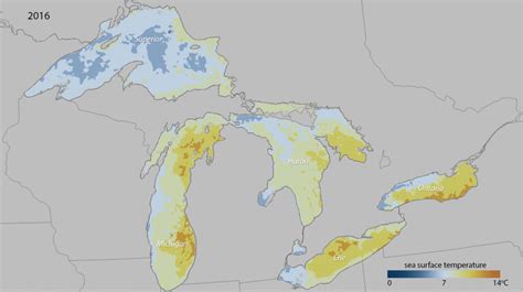  Great Lakes Sea Surface Temperature 2014 V 2016 Climate Signals