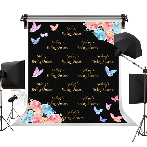Watercolor Flowers And Butterflies Baby Showers Banner Photography Step