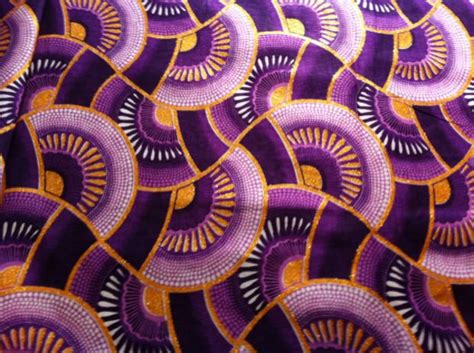 Dutch African Wax Print Fabric By The Half Yard Purple Lavender Gold