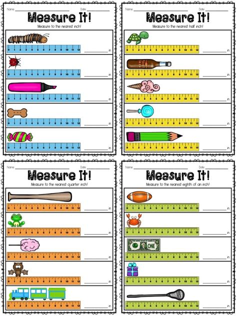 Measuring To The Nearest Inch Worksheets