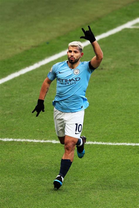 It's save our saguaros month! Sergio Aguero of Manchester City celebrates after scoring ...