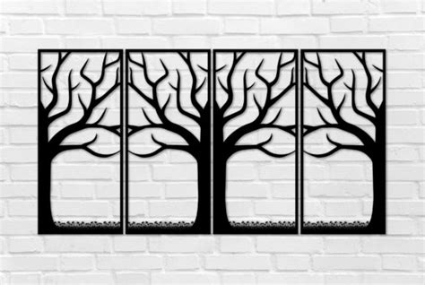 2 4 Panels Tree Wall Interior Designs And Graphics