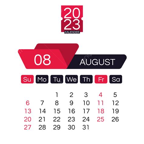 Calendario De Escritorio 2023 Calendario Mensual Agosto Png
