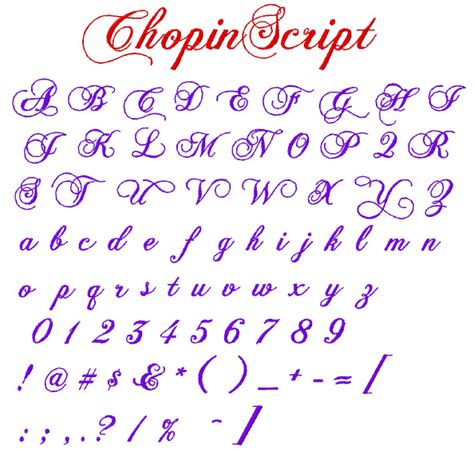 Chopin Script Embroidery Font Embrilliance Fonts Embroidery Fonts By