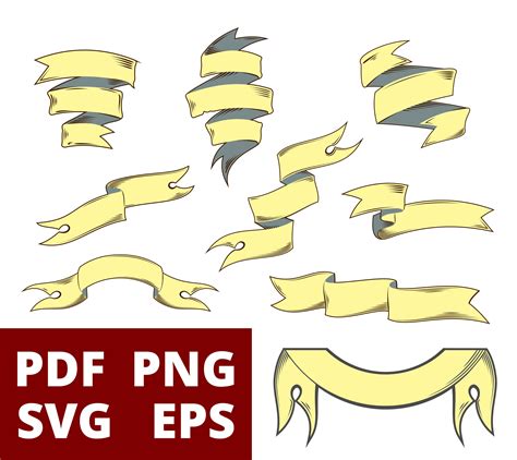 Banners Svg Set Of Banners Eps Ribbons Svg Png Pdf Etsy