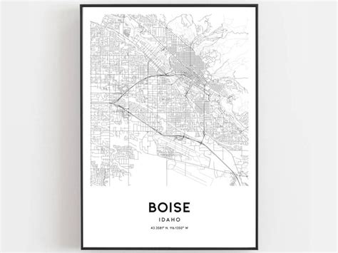 Boise Map Print Boise Map Poster Wall Art Id City Map Etsy