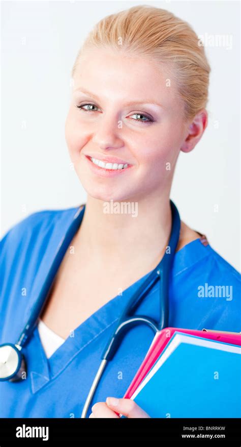 Young Happy Doctor Holding A Folder Stock Photo Alamy