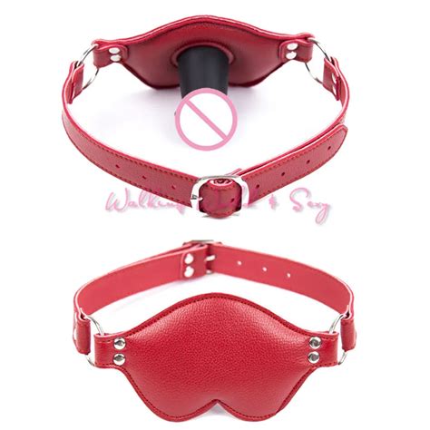 Silicone Penis Gag Head Strapon Mouth Gag Oral Sex Leather Harness Bdsm