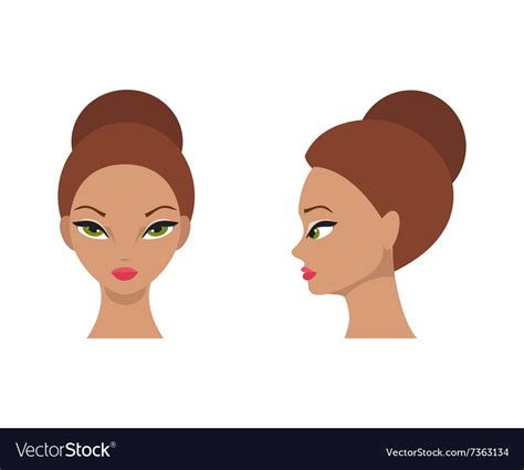 Female Face Front And Side Royalty Free Vector Image