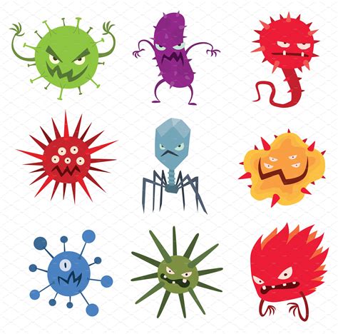 Cartoon Viruses Characters Vector ~ Illustrations ~ Creative Market