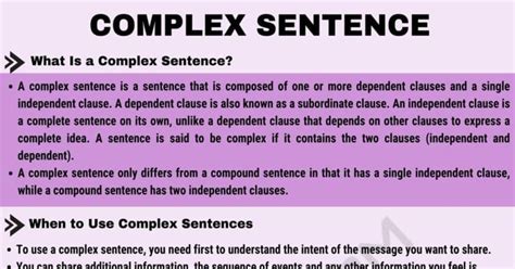 Complex Sentence Definition And Examples Of Complex Sentences 7esl