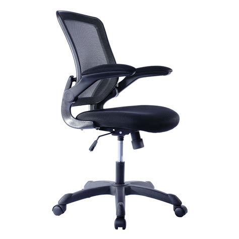 Techni Mobili Black Mesh Task Office Chair With Flip Up Arms Wgl 1 S