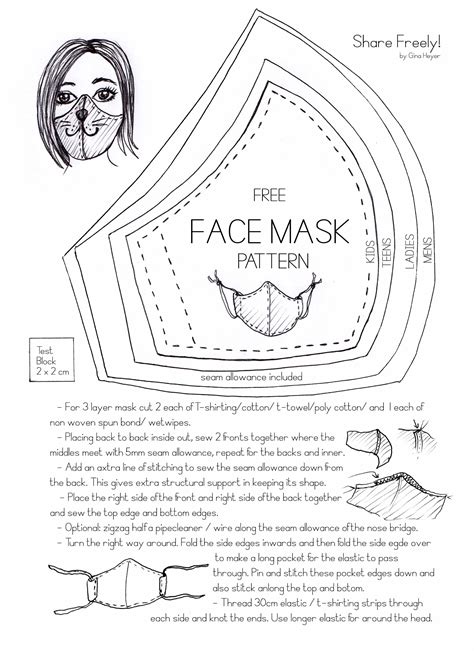 Printable Contoured Face Mask Pattern