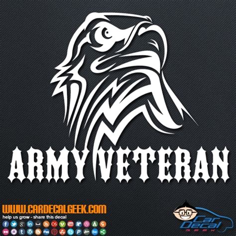 Army Veteran Eagle Vinyl Car Decal Sticker
