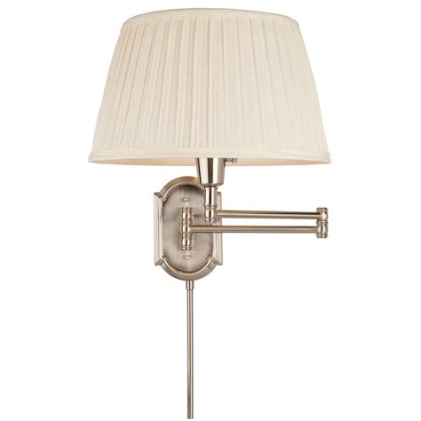 Distressed black with wood tone and anvil iron with driftwood. Hampton Bay 1-Light Brushed Nickel Swing Arm Wall Lamp with White Pleated Fabric Shade-HBP604-35 ...