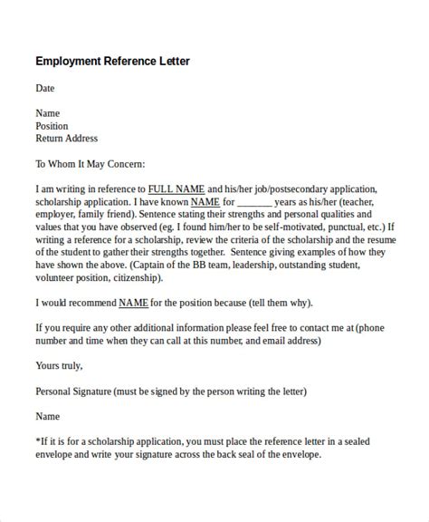 Letter Of Employment Reference — 9 Employee Reference Letter Samples