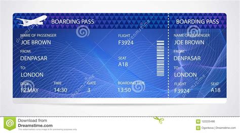 Boarding Pass Airplane Ticket Traveler Check Template With Aircraft Airplane Or Plane