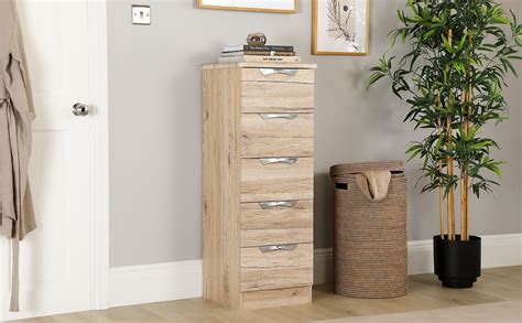 Camden Oak 5 Drawer Tall Narrow Chest Of Drawers Furniture Choice