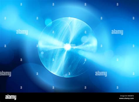 Blue Glowing Plasma Sphere In Space Fractal Computer Generated