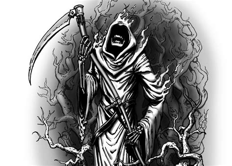 Dark Grim Reaper Horror Skeletons Skull Creepy D Wallpaper