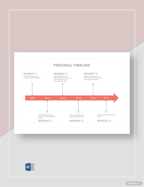 Personal Timeline Template In Word Download