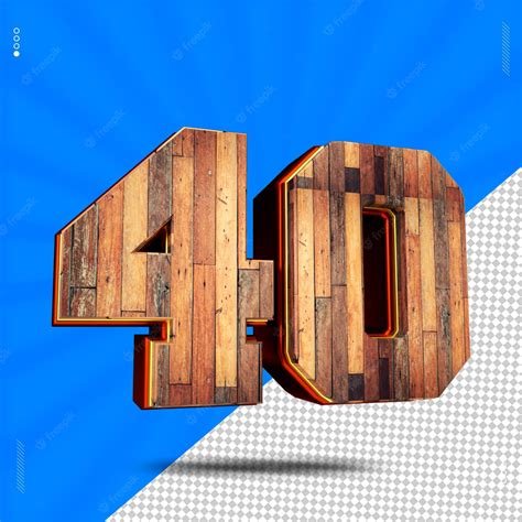 Premium Psd 3d Render Number 40 Font Wood