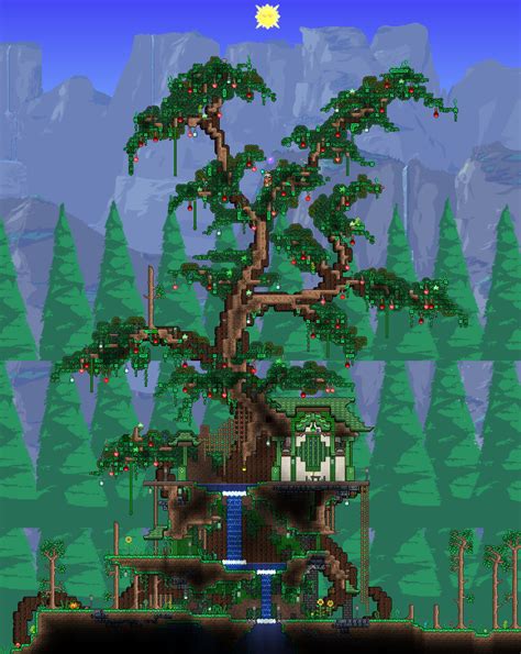 'the bonsai treehouse' is an independent label by george cheal, who graduated from game cultures course at london south bank with top marks (1st) and currently has benefited from a wealth of varied. Bonsai treehouse with apples! | Tree house, Terraria house ...