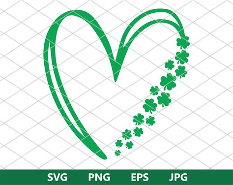 Shamrock Heart Svg St Patricks Day Svg Green Heart Svg Etsy