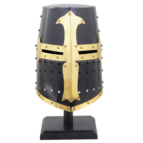 Medieval Knight Crusader Templar Helmet Black Mason Brass Etsy