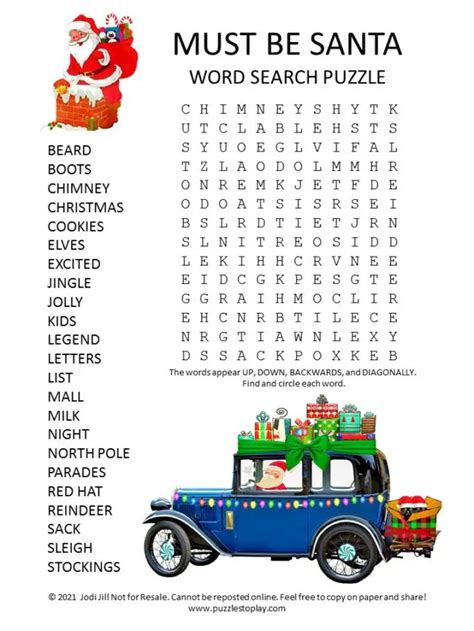 Must Be Santa Word Search Puzzle Puzzles To Play