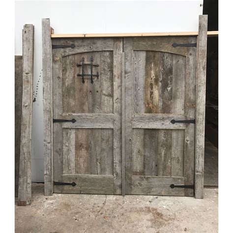 Vintage Barn Wood Front Doors With Speakeasy Hardware Mortise And Tenon