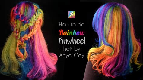 How To Do Rainbow Hair Pinwheel With A Twist By Anya Goy Youtube