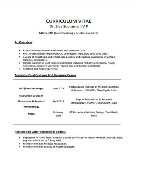 07900257283 email check out the templates below for more cv samples 9+ Doctor Curriculum Vitae Templates - PDF, DOC | Free ...