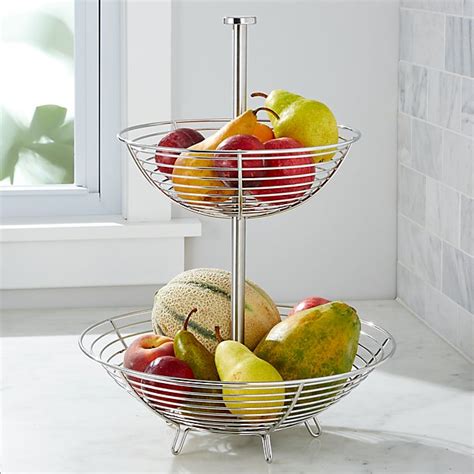 See more ideas about basket, towel basket, basket and crate. Carter Stainless 2-Tier Fruit Basket | Crate and Barrel