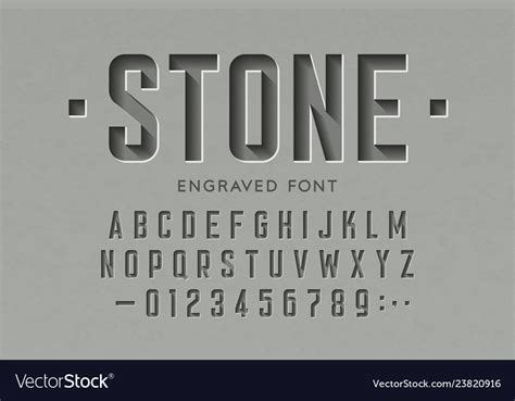 Engraved On Stone Font Alphabet Letters Royalty Free Vector